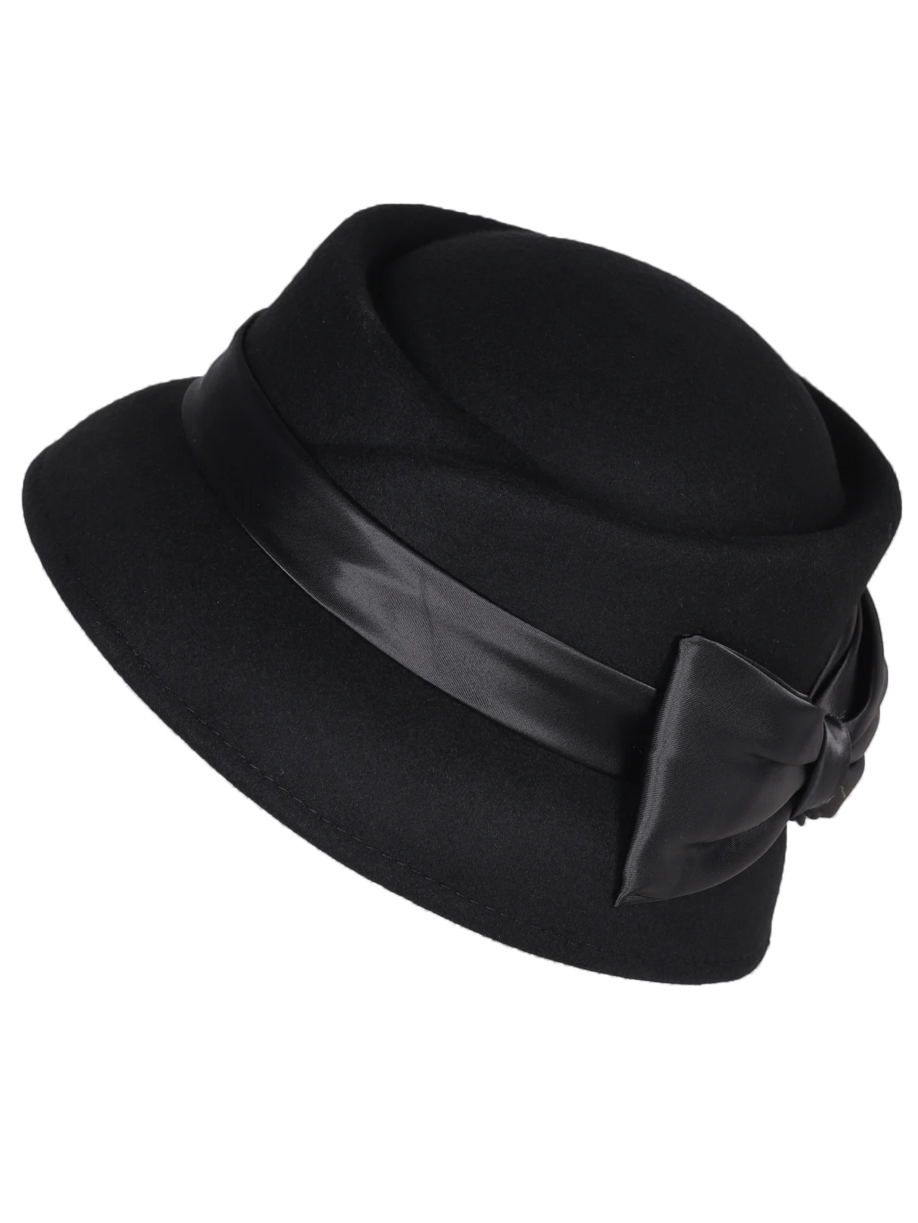 قبعة فيدوراس أنيقة من الصوف لعام 2025 مع شريط فيونكة لحفلات الزفاف الرسمية للكنيسة قبعات نسائية لحفلات الكوكتيل والشاي