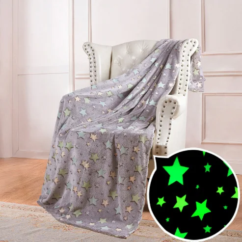 Soft Cozy Flannel Throw Blanket Glow in The Dark Blanket for Kids Soft Luminous Flannel Blanket