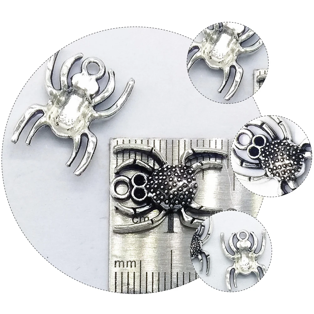 

50 pcs 50 Pieces Spider Pendant Eco Friendly Alloy Halloween Necklace Charm Bracelets Earrings Keychains Gifts Decorations