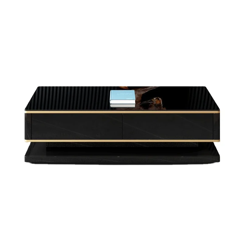 #Living Room Home Furniture Hot Sell Design Luxury High Quality Black Beauty Wood Frame Modern Coffee Table Set with Storage