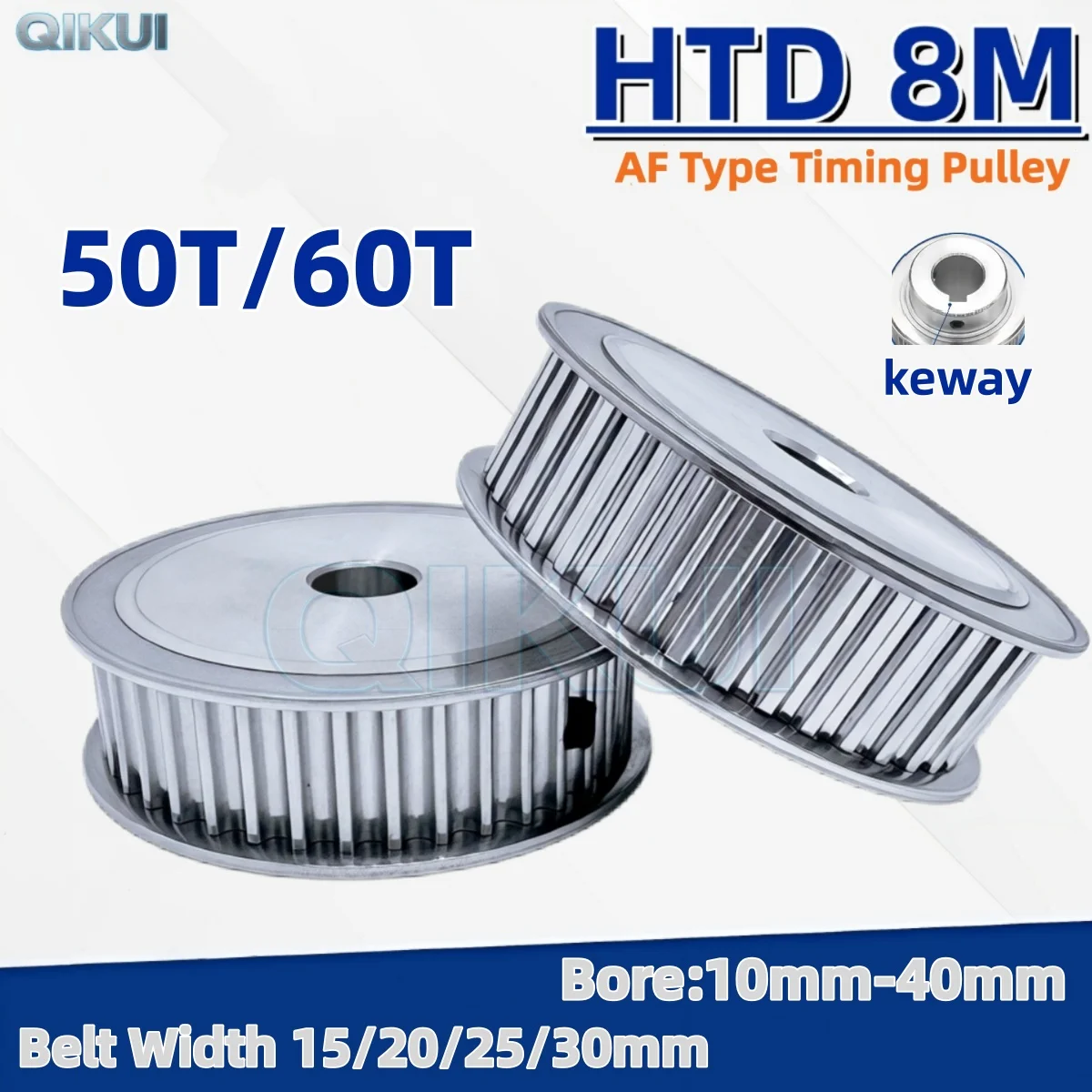 HTD 8M 50/60Teeth AF-Type Synchronus Pulley Bore 10/12/14/15-40mm For Width 15/20/25/30mm HTD 8M Timing Belt 50T 60T