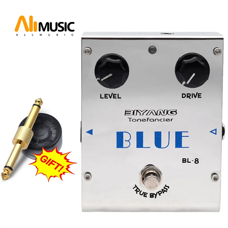 Biyang ToneFancier BL-8 BLUE Overdrive Effect Electric Guitar Pedal True Bypass Design with Gold Pedal Connector