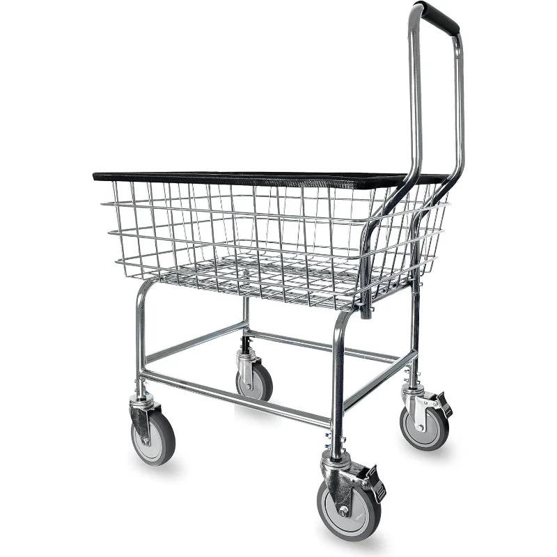 

LVP Work Horse Commercial Laundry Cart with Removable Handle 2.85 Bushels (Chrome Vinyl Anti Rust Coating, Extra Large)