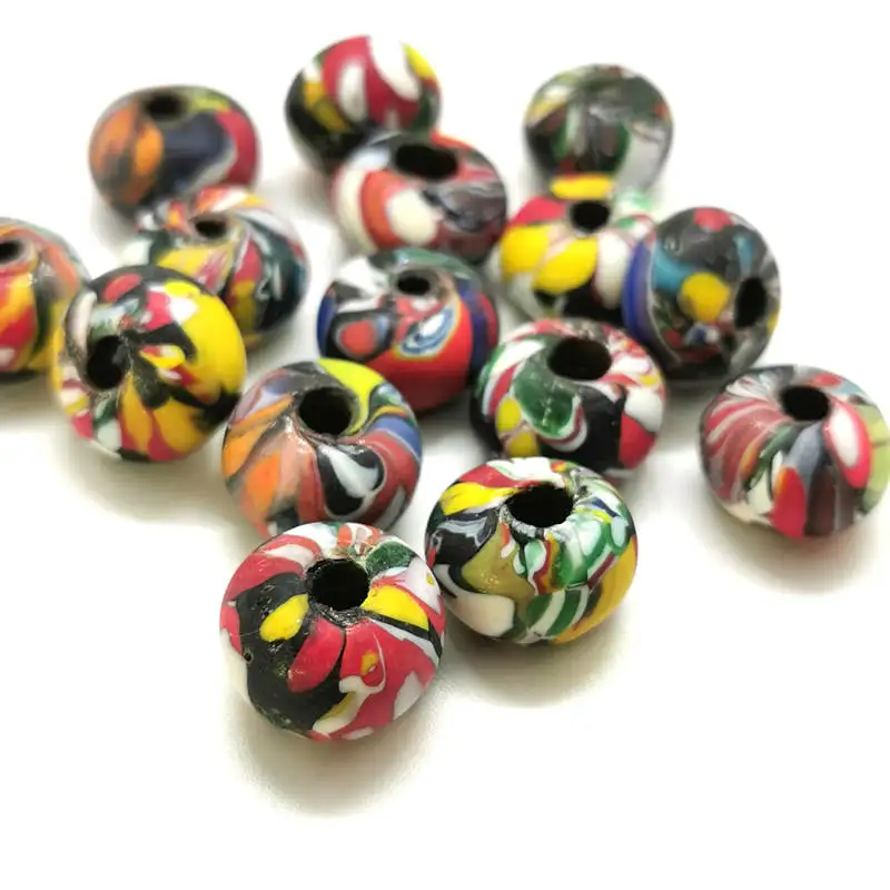 Ancient Method Stirred Glass Beads Big Flower Abacus Beads Necklace TNL001