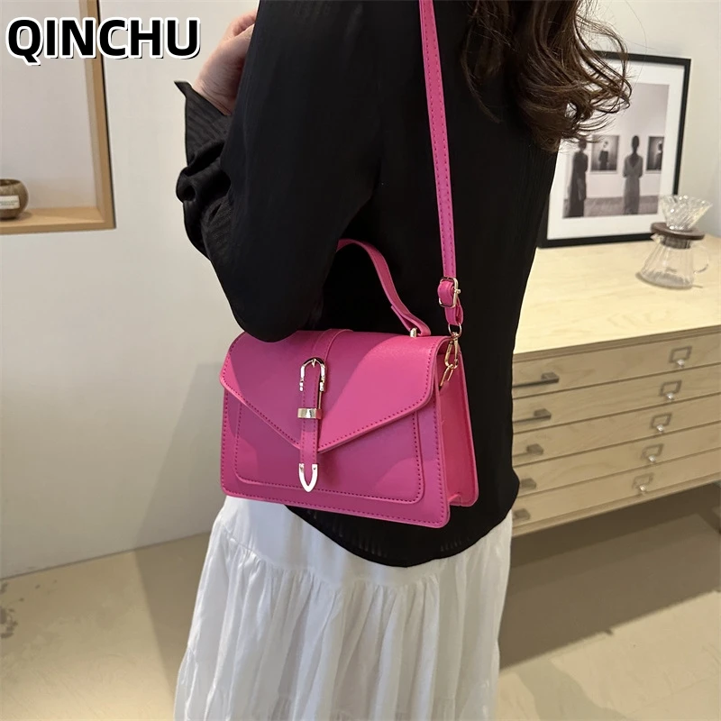 

QINCHU 2026 New Women's bag Fashion Simple Shoulder Bag Belt Buckle Commuter Small Square Crossbody Bags