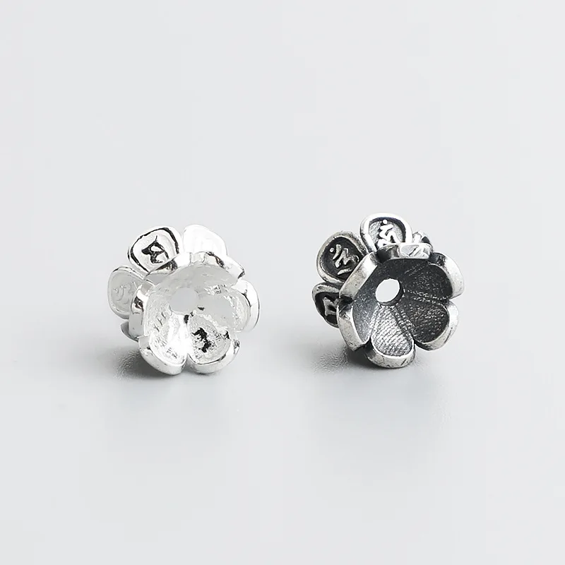 1pc 925 스털링 실버 더블 헤드 꽃 모자 8.7x6mm 불교 만트라 로터스 비드 스페이서 DIY 쥬얼리 팔찌 재료
