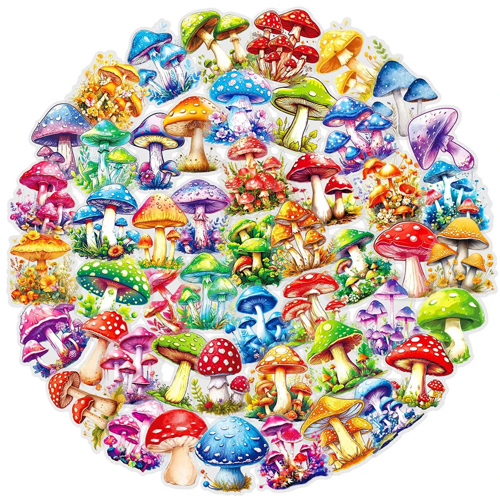 10/30/50 шт. прозрачные красочные наклейки для домашних животных с грибами, эстетические граффити, чемодан, гитара, ноутбук, телефон, милые мультяшные наклейки, декор