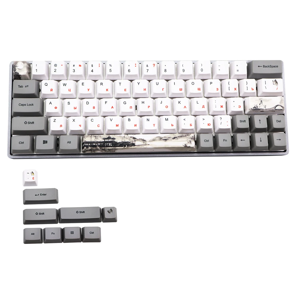 Ancient Style Jiangnan Dye Sub OEM Height Keycap Set For Mx Switch  RK61/SKYLOONG SK61  SK64 gk61 gk64 dz60 Keyboard PBT Keycaps