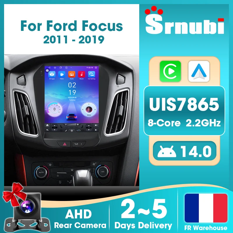 Autoradio multimédia avec navigation GPS Srnubi pour Ford Focus 2011-2019, Android Auto, Carplay, unité principale 2 Din, Carplay sans fil, WIFI, bouton lumineux