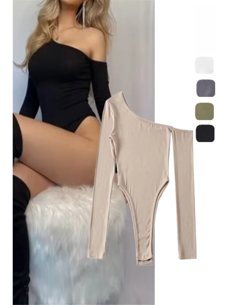 

Sexy Long Sve oulder Bared T irt Women's Slim Fit High Waist ort Pants Commute Sle Spring Autumn Elastic Conform F...