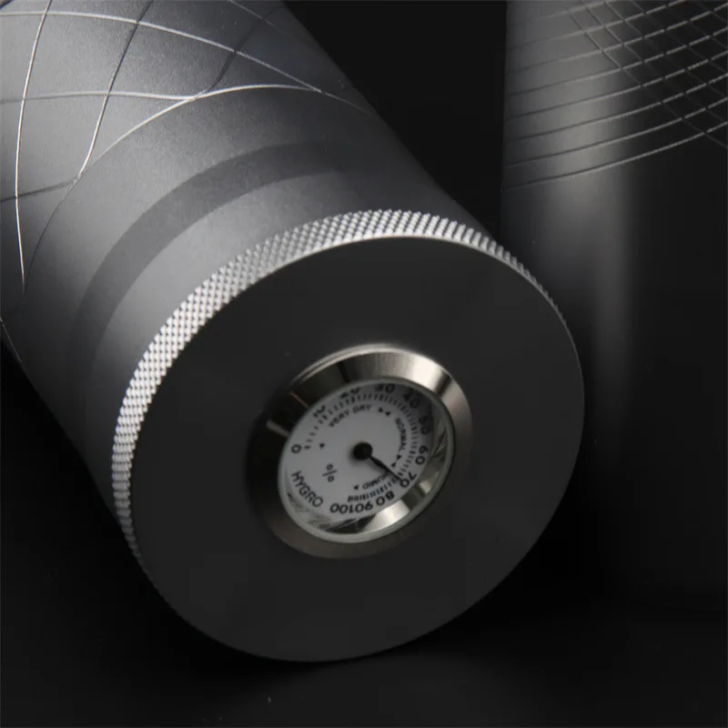 Portable Cigar Humidor Tube Aluminum Alloy Airtight Travel Case with Hygrometer - Moisture-Proof Christmas Gift for Single Cigar