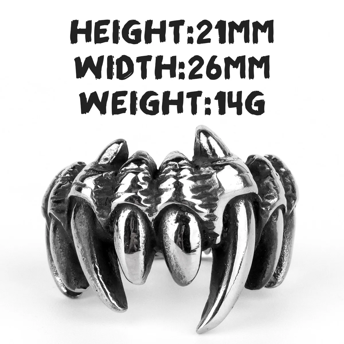 Stainless Steel Men Rings Beast Monster Teeth Punk Rock Hip Hop Cool for Biker Male Boyfriend Jewelry Creativity Gift Wholesale