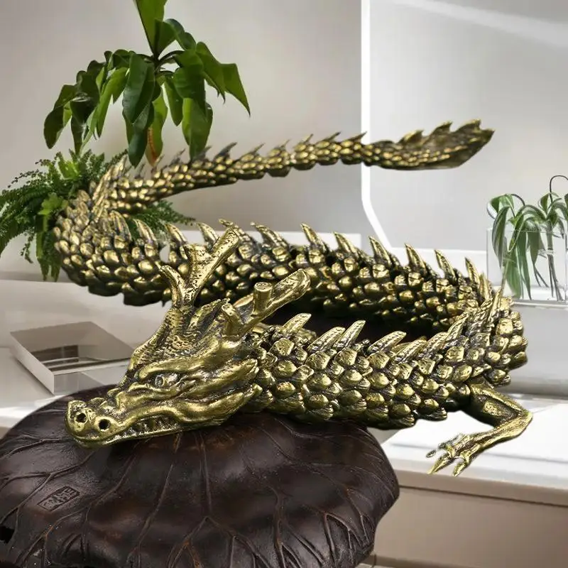 1Pcs Moveable Articulations Retro Alloy Serendipity Dragon Workplace Ornaments 3D Dragon Figure Residence Embellishment Tokens.