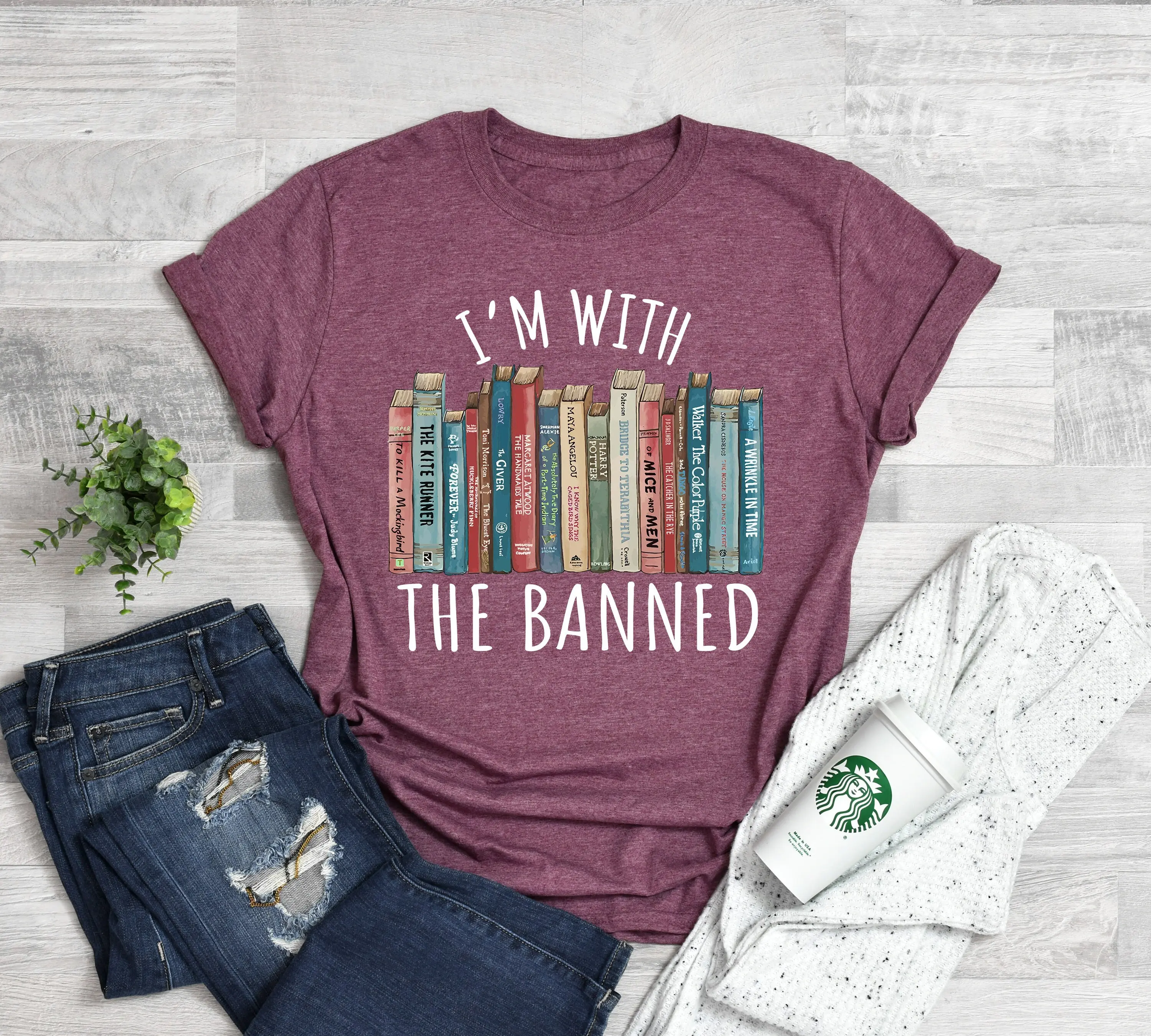 

I'M With The Banned T Shirt Books For Book Lovers Reading And Librarian