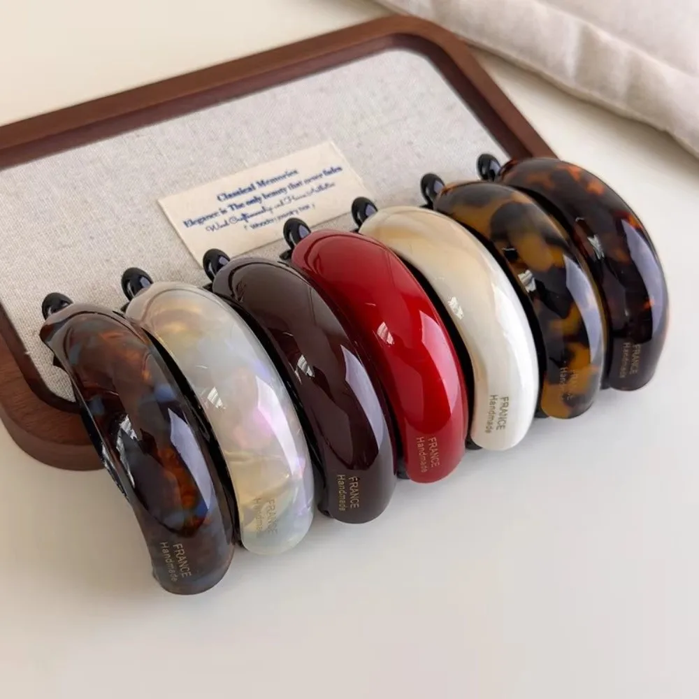 Trendy Retro High Ponytail Buckle Clip Acetate Hairpins Barrettes Headband Simple Temperament Twist Hair Clips Women Girls Gift