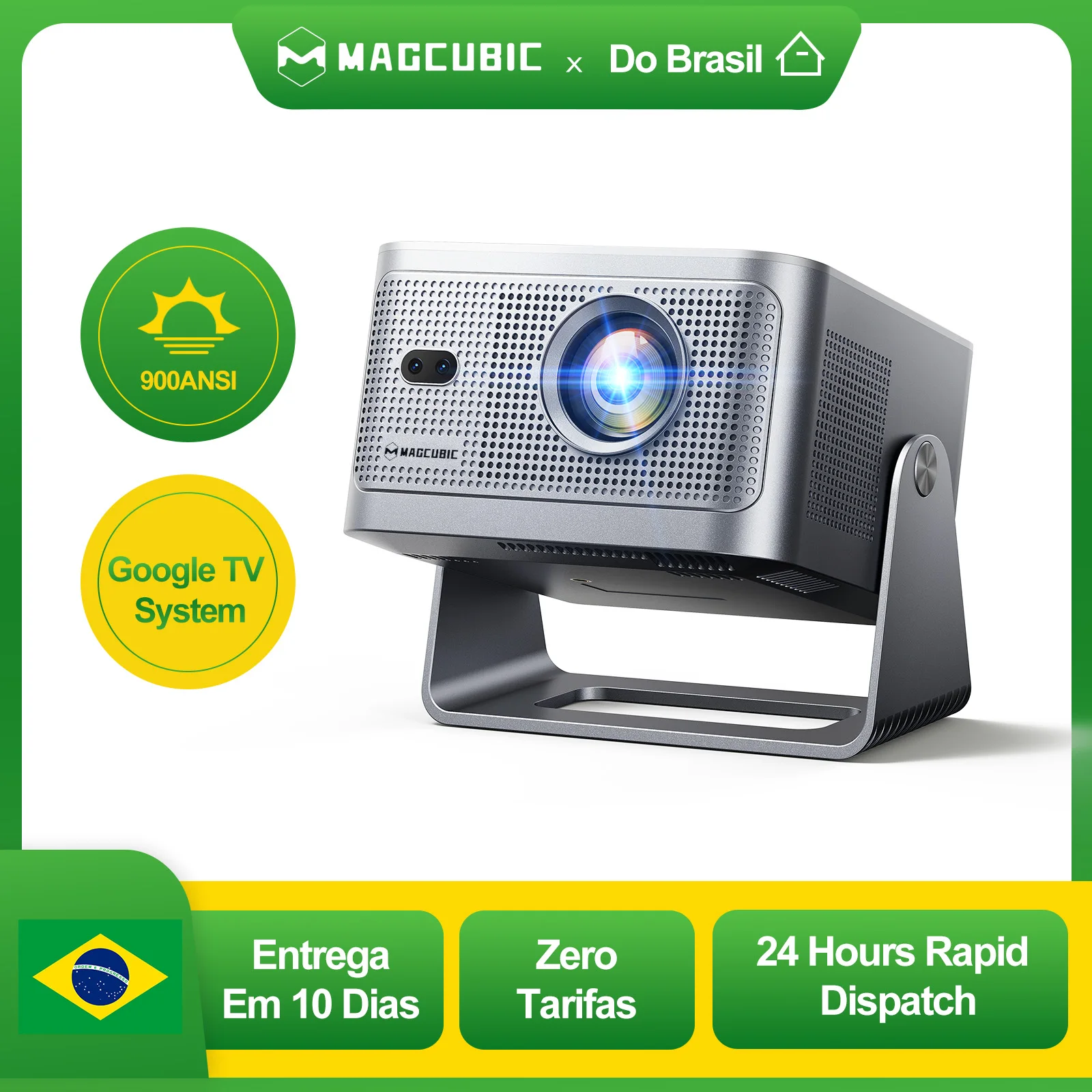 Projetor Magcubic HY350GT 900 ANSI com Google TV, Projetor Nativo 1080p, Foco Automático, Portátil, Android, Home Theater