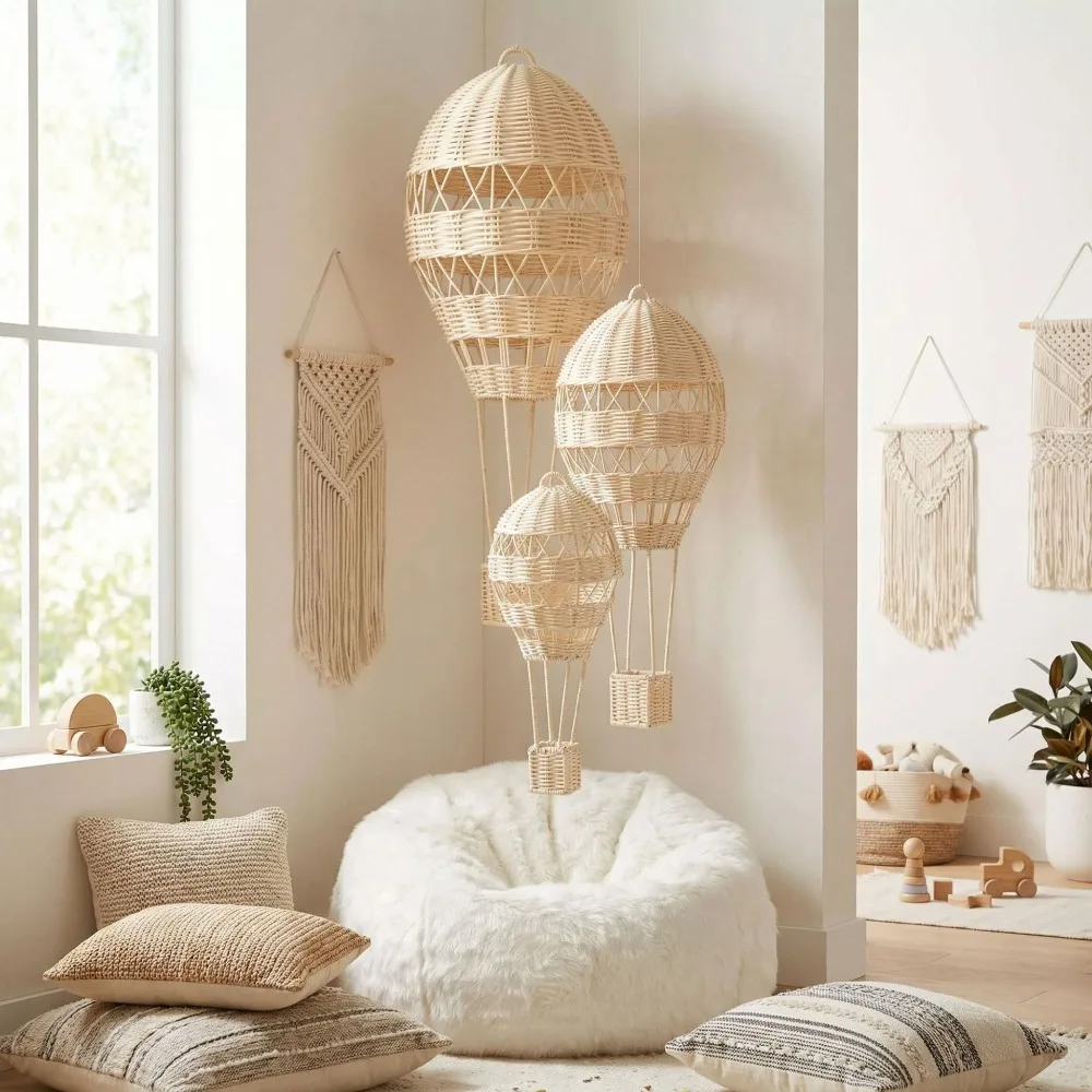 Nordic Wind Handmade Rattan Hot Air Balloon Children's Room 100-day Layout Photography Agency Home Decoration Supplies