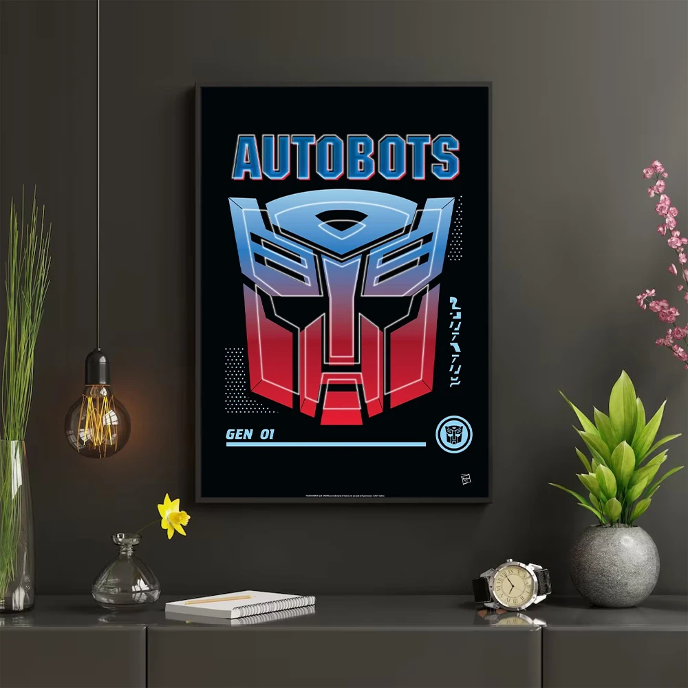 Transformers Emblems Poster Canvas Printing Boys Room Kids Room Aesthetic Wall Decor Transformer Movie Film Logo Wall Decoration