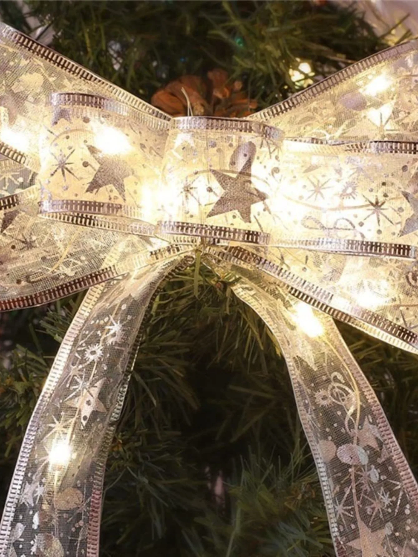 ไฟประดับริบบิ้นคริสต์มาสแบบ LED - ไฟประดับตกแต่งต้นคริสต์มาสและกล่องของขวัญ