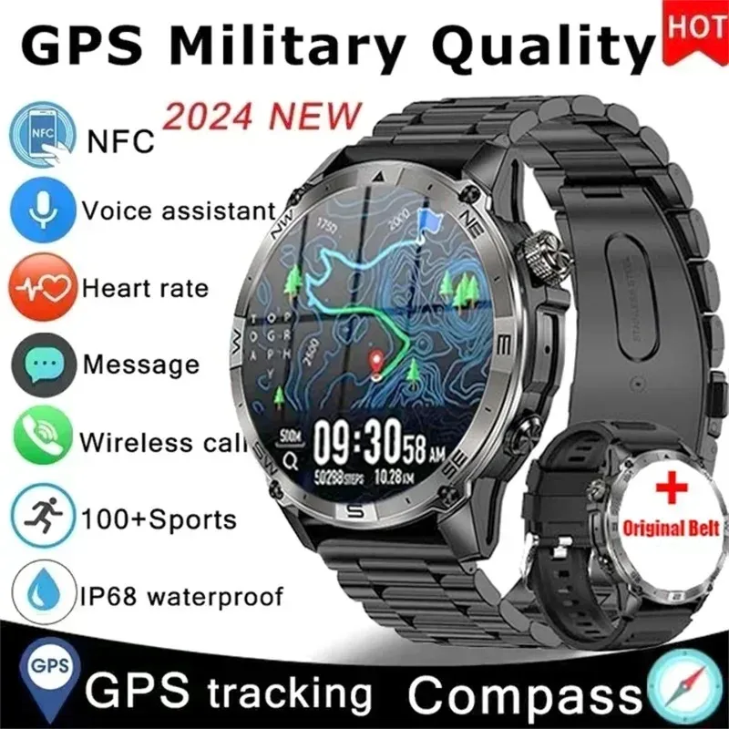 

Для Huawei Xiaomi 2025 новые спортивные умные часы с GPS, мужские компасы, высота Bluetooth, разговор, 530 мАч, большой аккумулятор, умные часы AMOLED