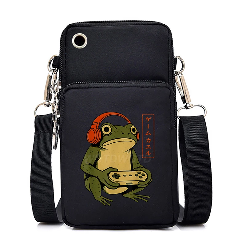 

Сумки-кроссбоди Harajuku Frog Gamer для мужчин и женщин, забавные сумки с рисунком лягушки, сумки и портфели для подростков, мини-сумка для мобильного телефона