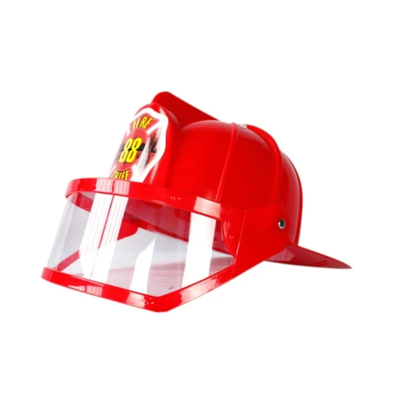 Kids Boys Girls Role-Playing Firefighter Props Plastic Fireman Hats Party Cosplay Costumes Accessories Headgear Children Helmets