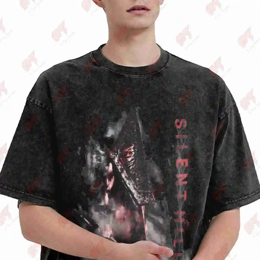 Pyramid Head Vintage Washed Tee Pure Cotton T-Shirt