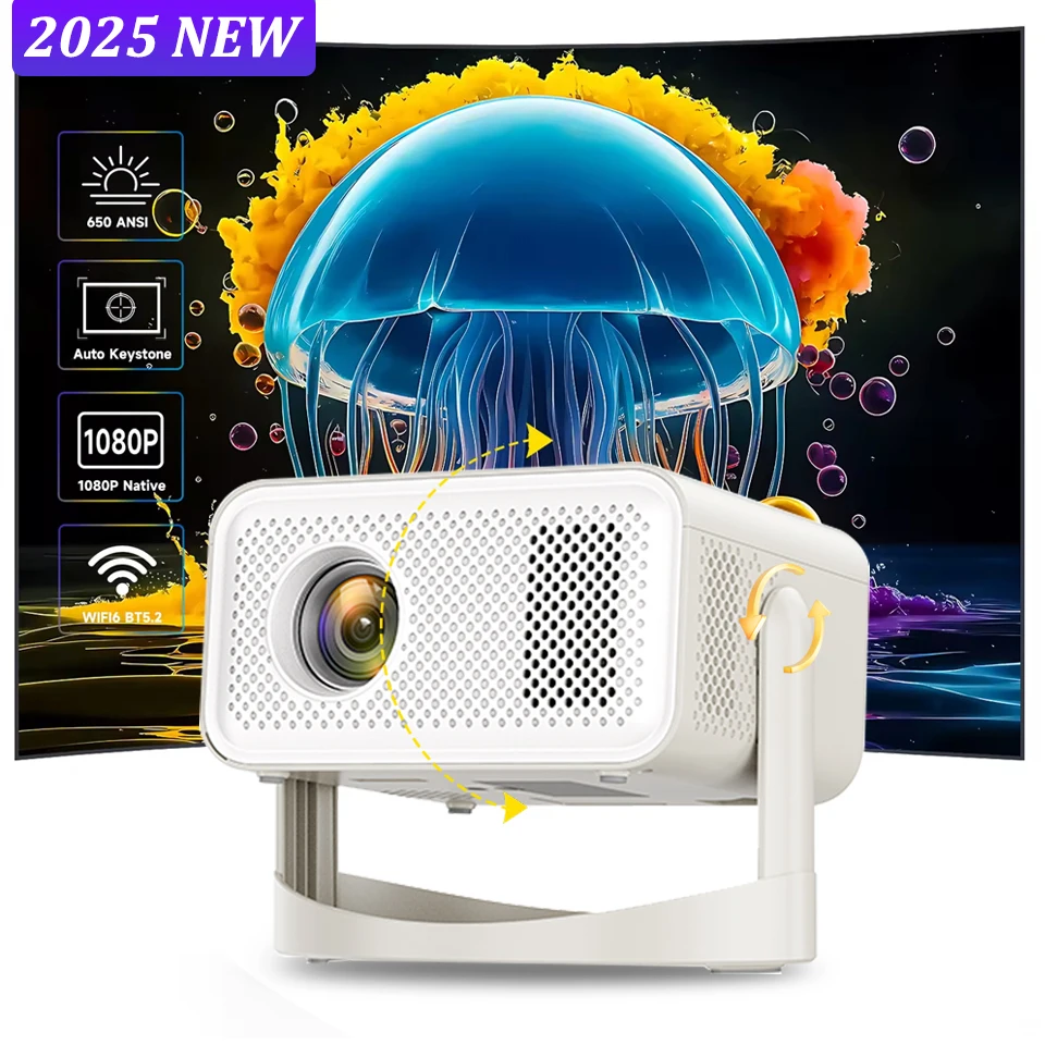 KaiAqua HT23 Plus 4K Native Portable Projector 1080P Auto Focus Keystone Correction BT5.2 Android 11 WIFI6 360° Home Cinema