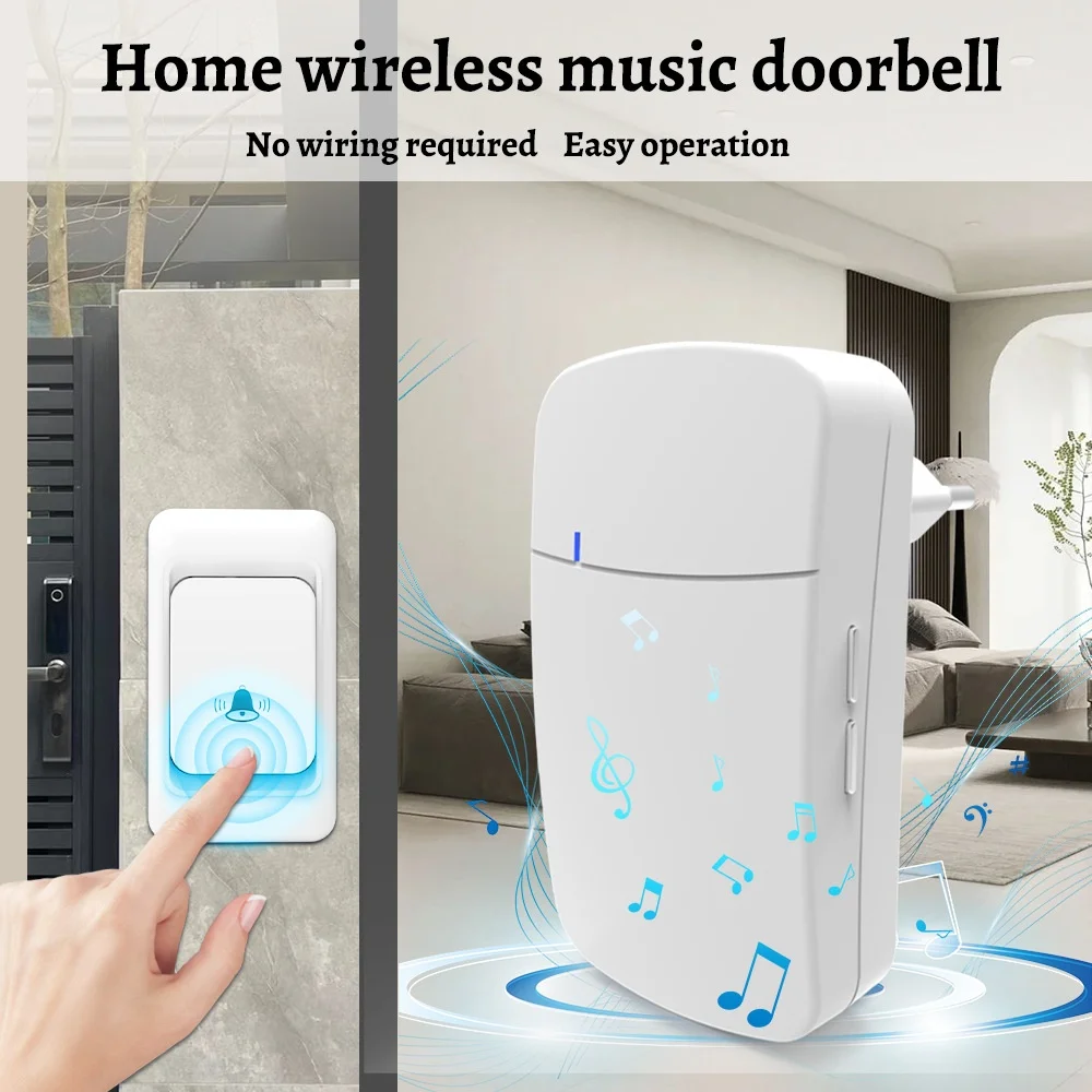 Outdoor Wireless Doorbell Waterproof House Chime Kit 300M Remote EU US Plug Home Remote Welcome Door Bell Calls 38 Ringtones New