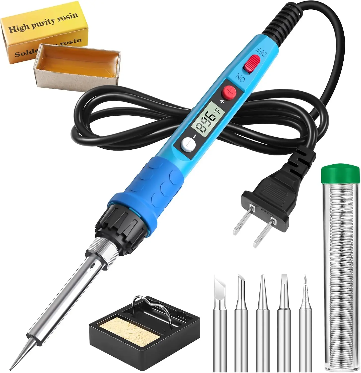 

80W LCD Digital Soldering Iron Kit with Ceramic Heater, 5 Tips, Stand & Accessories for Metal Repairs and DIY