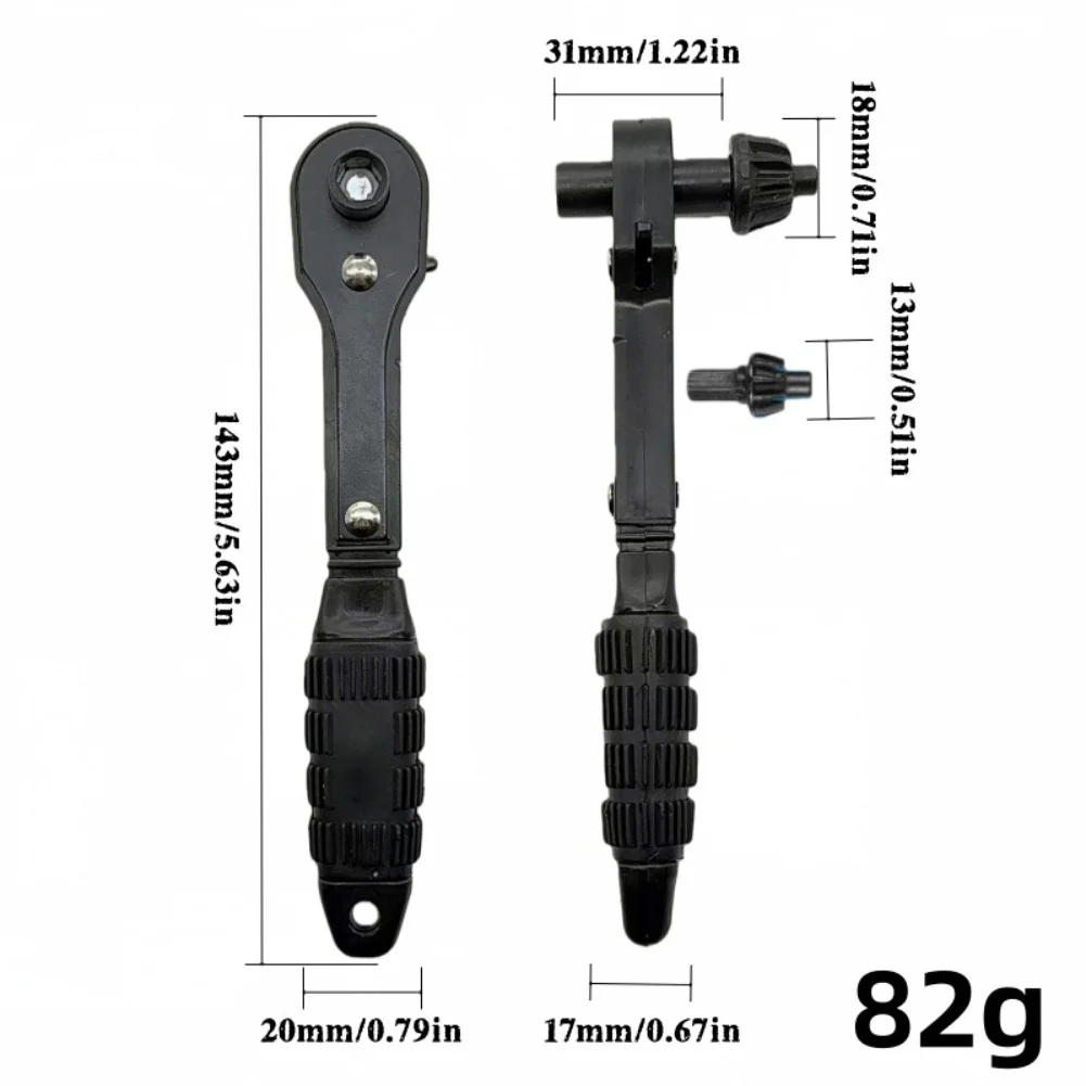 Cast Iron Drill Chuck Wrench 2 In 1 Ratchet Key For Electric Drills Comfortable Grip Saving Hand Tool