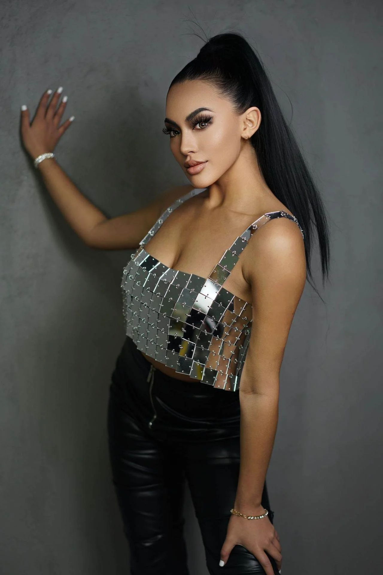 بلوزة نسائية أكريليك مريحة للربيع 2023، توب كاجوال للنوادي الليلية بتصميم مرقع، موديل Y20454 عصري عبر الحدود #5