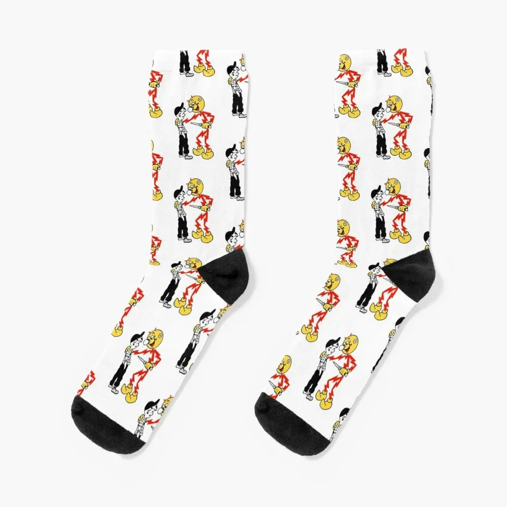 

Reddy Kilowatt danger Socks Men's winter thermal Thermal man winter Stockings compression Mens Socks Women's