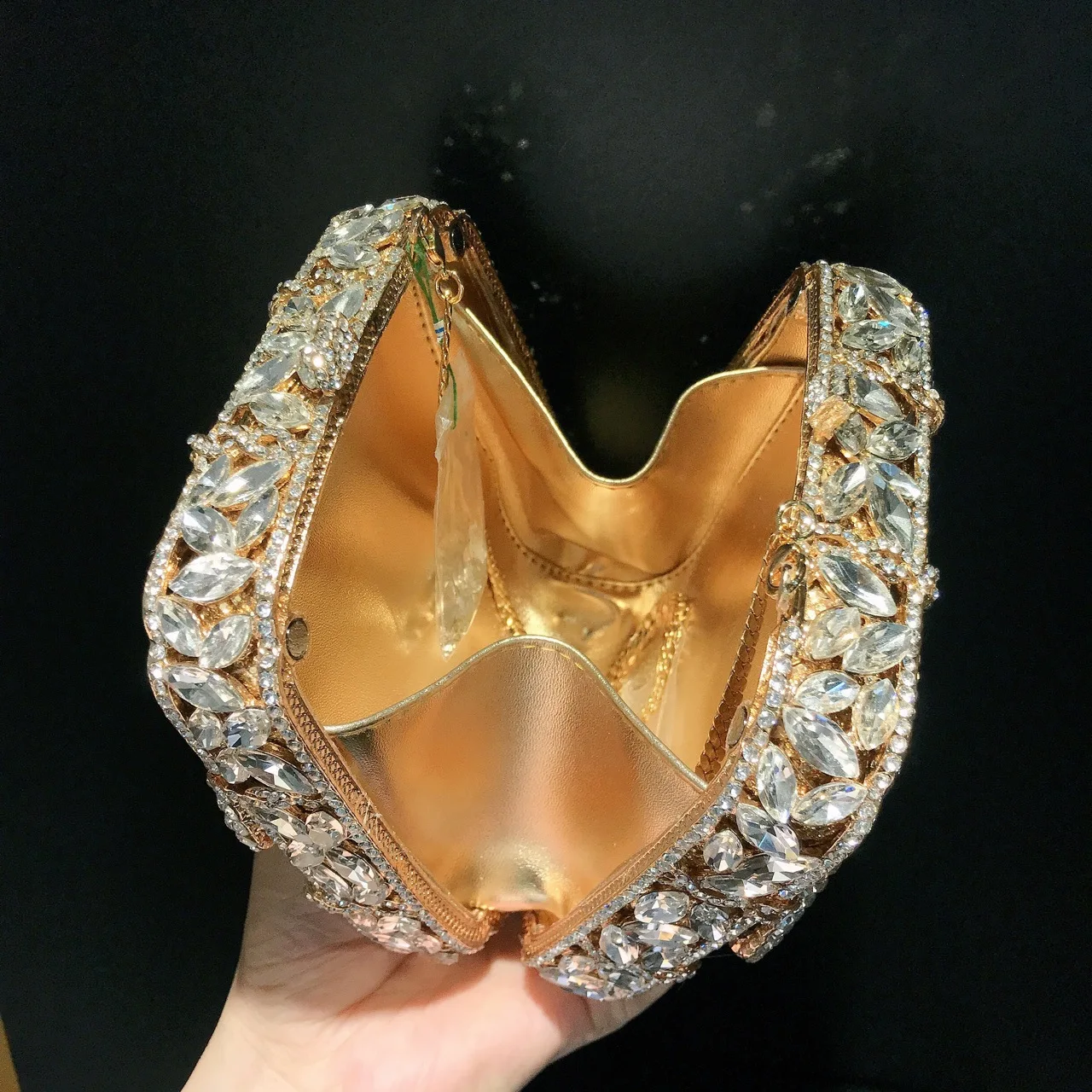 17 Colors New Gold Bow Crystal Clutches Square Rhinestone Evening Bag Party Prom Handbags Luxury Women Wedding Bridal Purses