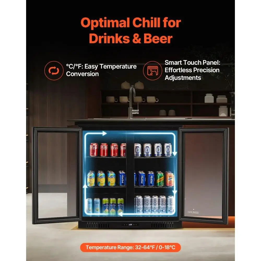 Commercial Beverage Refrigerator Display Fridge 246 Can Capacity Glass Door Design