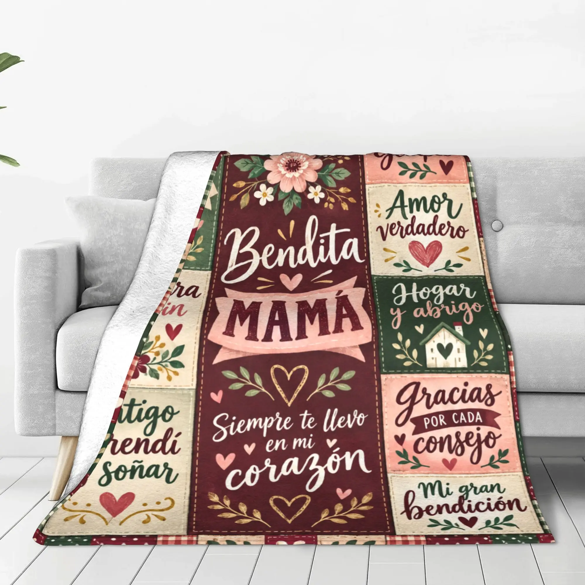 1PC Quilt close-up words Best Dog Mom Ever Thanksgiving Gifts Winter Blankets for Adults Bedding Home Interior Sofa Knee