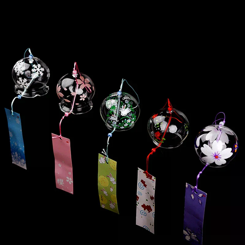 1PCS Wind Bell Japan Wind Chimes Handmade Glass Furin Home Office Decors