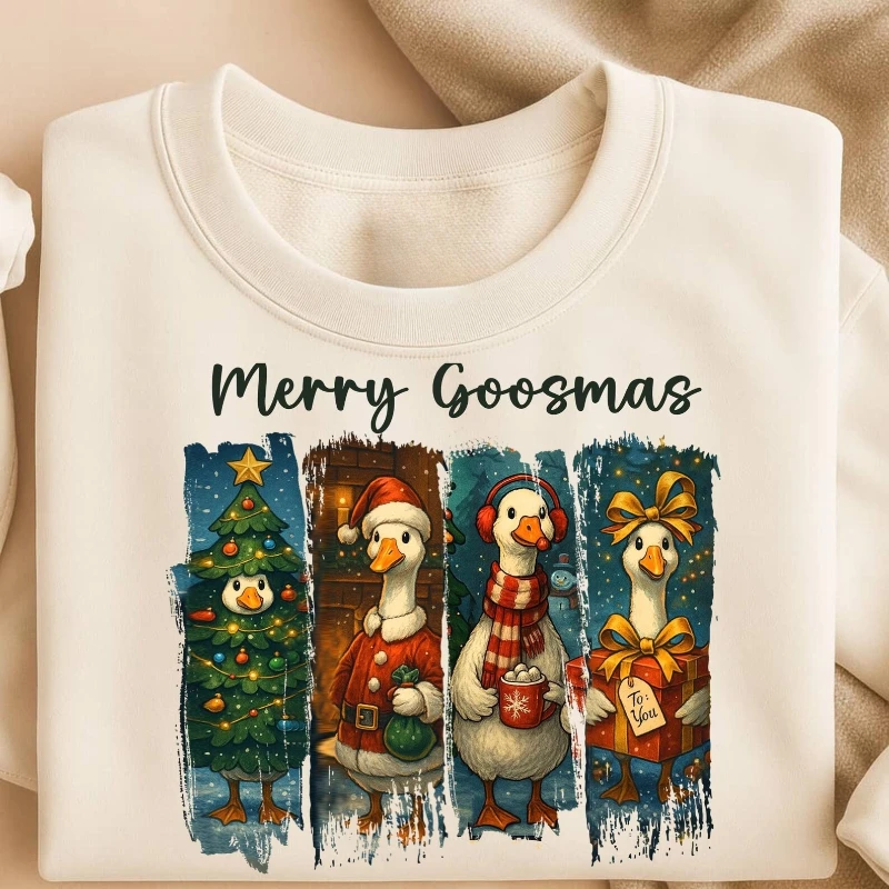 سويت شيرت Merry Goosmas للجنسين مضحك هدية العيد ملابس كاجوال عصرية ناعمة ومريحة للخريف والشتاء بغطاء للرأس حراري