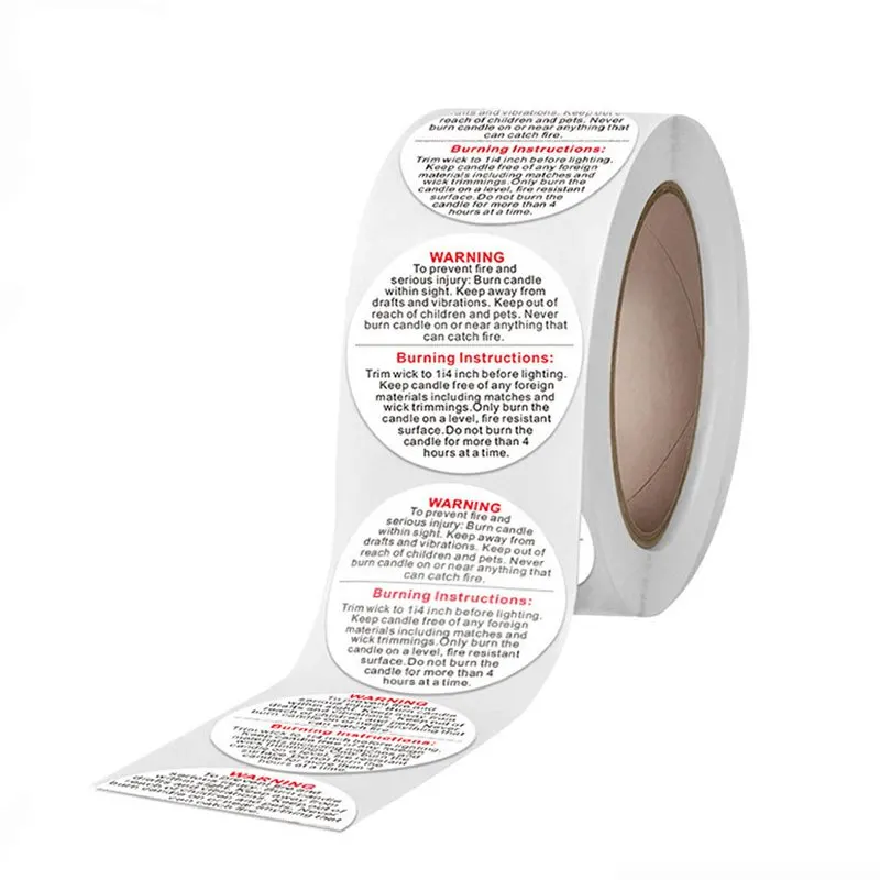 1roll, 500pcs Candle Jar Container Labels Wax Melting Safety Stickers Decal For Candle Jars And Votives Warning Label Sticker