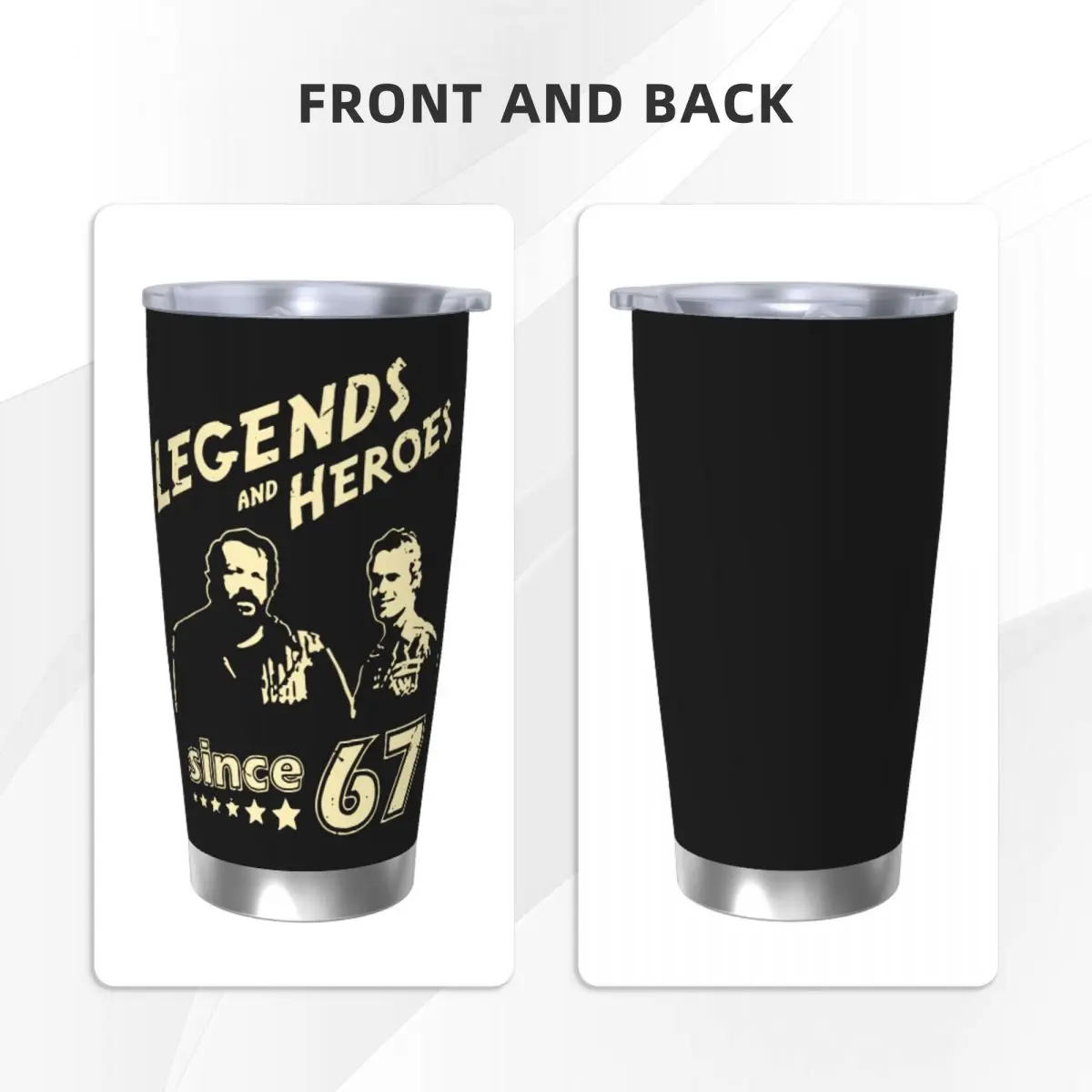 Bud Spencer Legends Hero Tumbler Vacuum Insulated Terence Hill Coffee Cups with Lid Straw Office Home Mugs Hot Cold Drink, 20oz