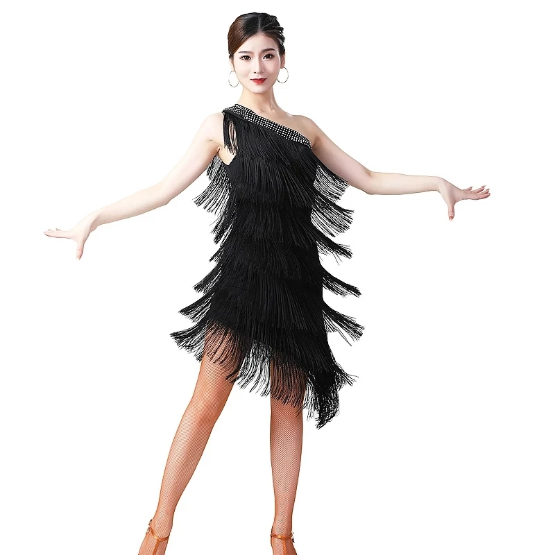 

Ladies Party Ballroom Latin Tango Salsa Dance Dress Fringes Tassels Dress Women Festival Costumes Competition Pratice Costumes