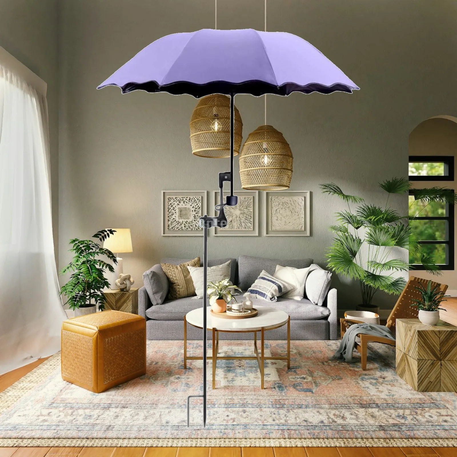 Plant Sun Umbrella with Ground Stake Sturdy Garden Umbrellas for Outdoor