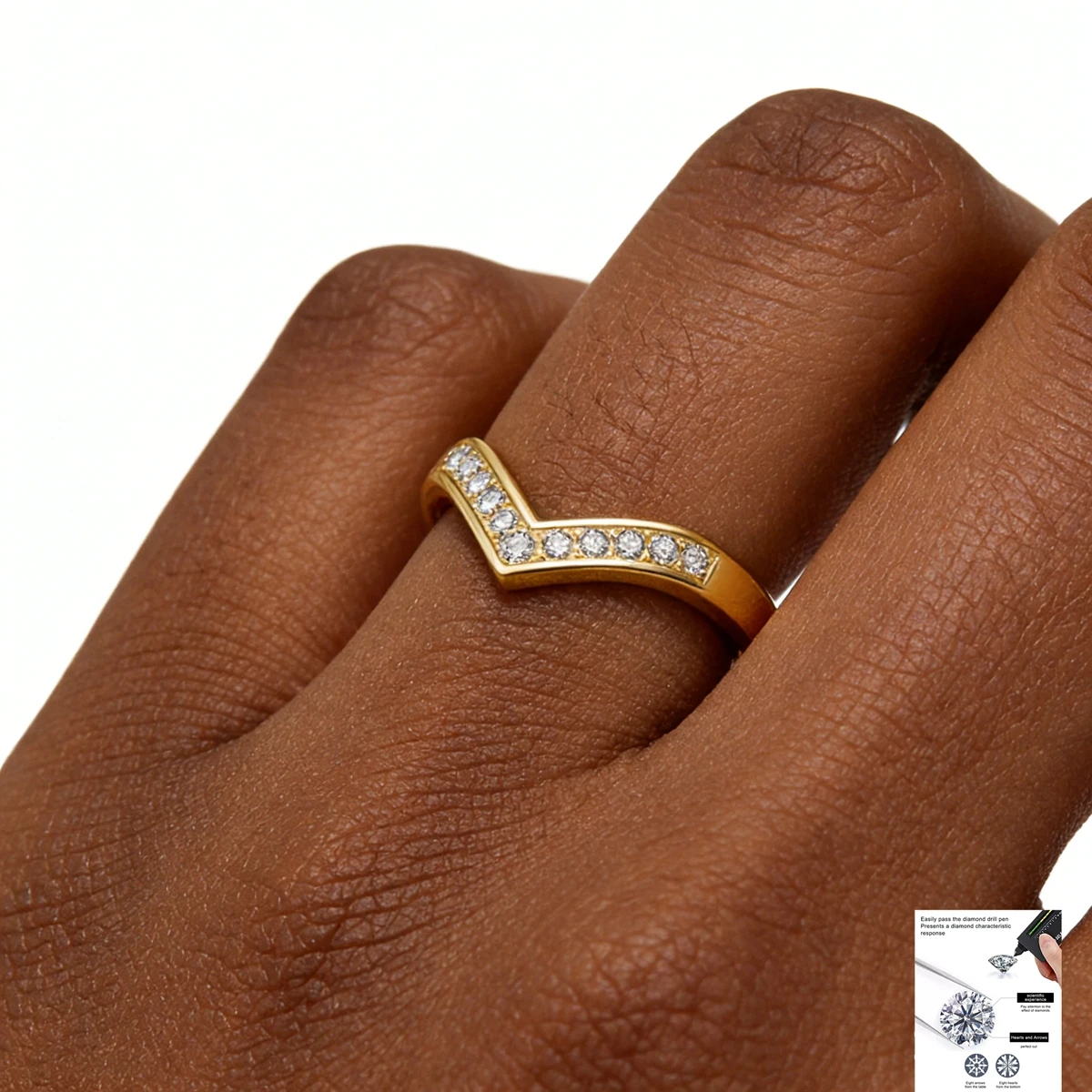 

14K Gold Filled V-shaped Ring Moissanite Curved Thin Rings for Women Wedding Band Stackable Finger Jewelry