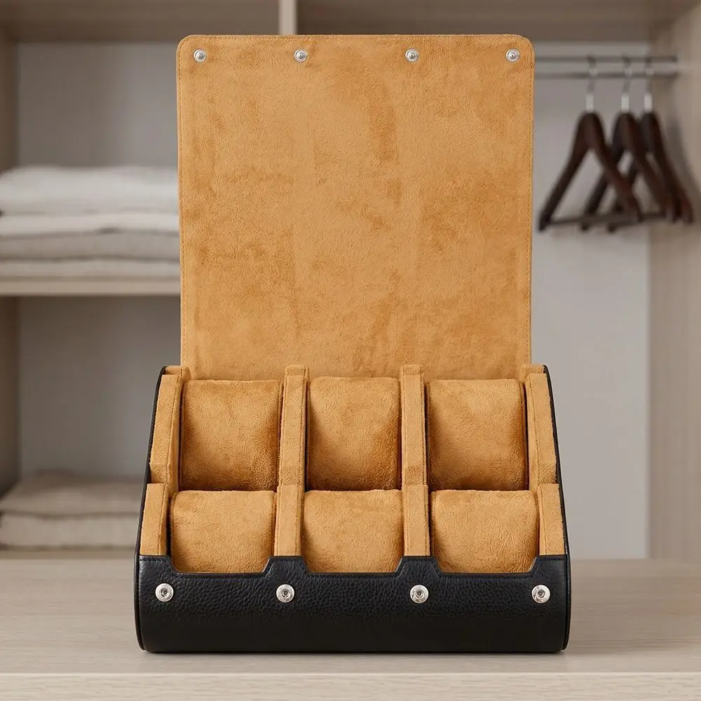 PU Leather Watch Display Box Watch Storage 6 Compartment Watch Storage Holder Classic Style Watch Case Organizer Organizer Box