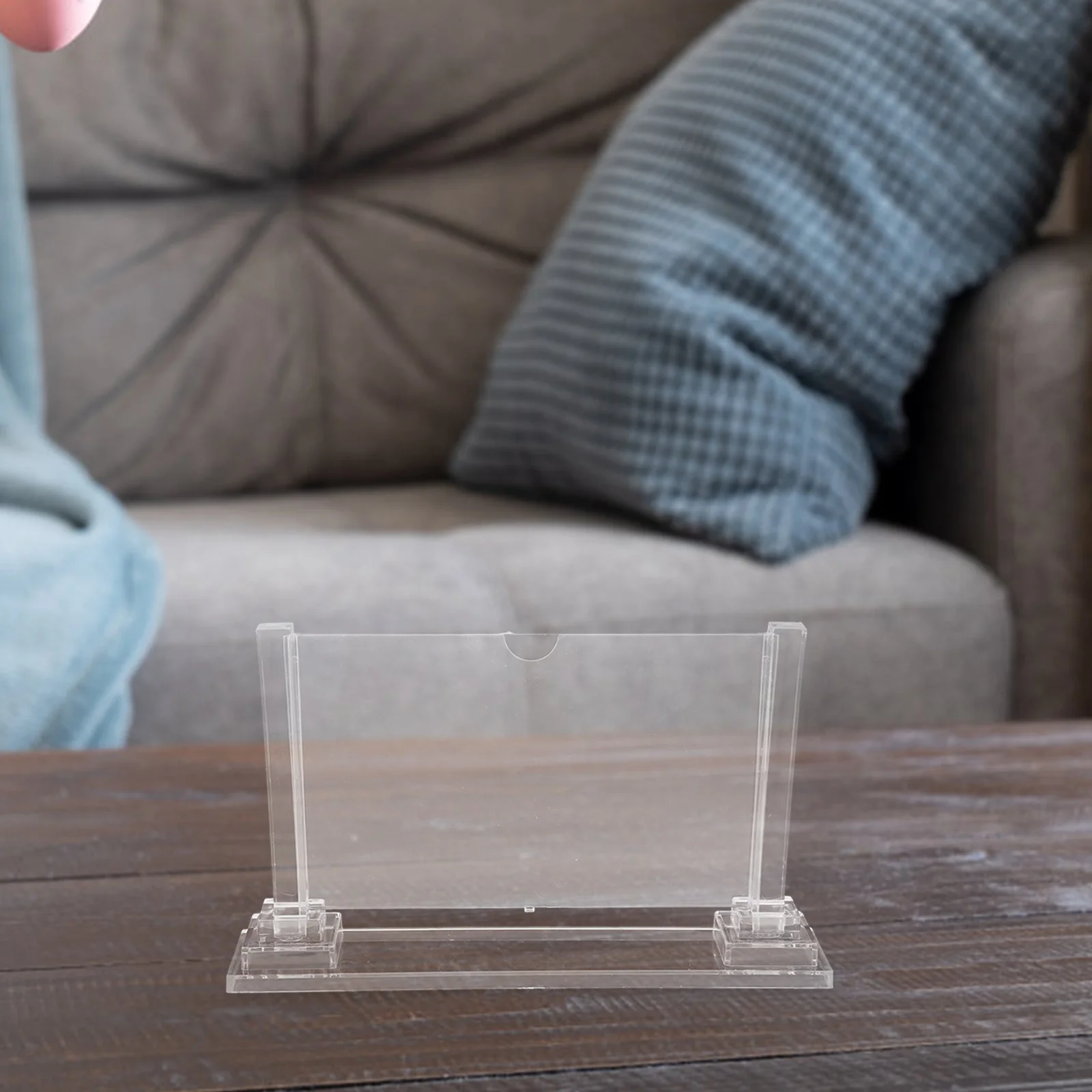 

Acrylic Double-Sided Desk Name Plate Holder Clear Vertical Table Sign Stand Transparent Menu Flyer Rack Retail Display Office