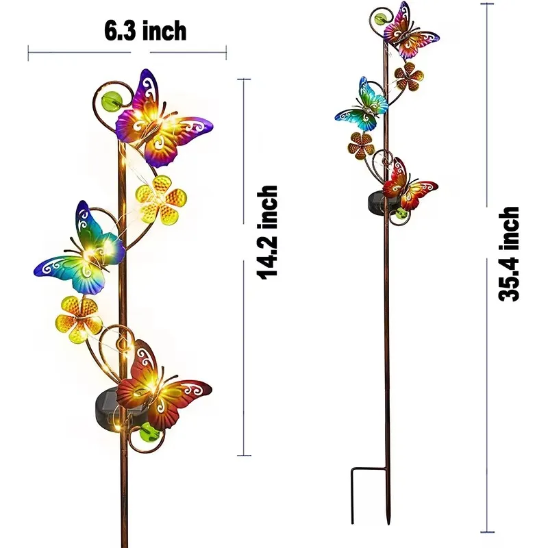 Imagem -05 - Pacote de Luz Solar Jardim Metal Borboleta Estaca Solar Luz ao ar Livre à Prova Impermeável Água Caminho Solar Luz para Quintal Gramado Pátio Paisagem 2
