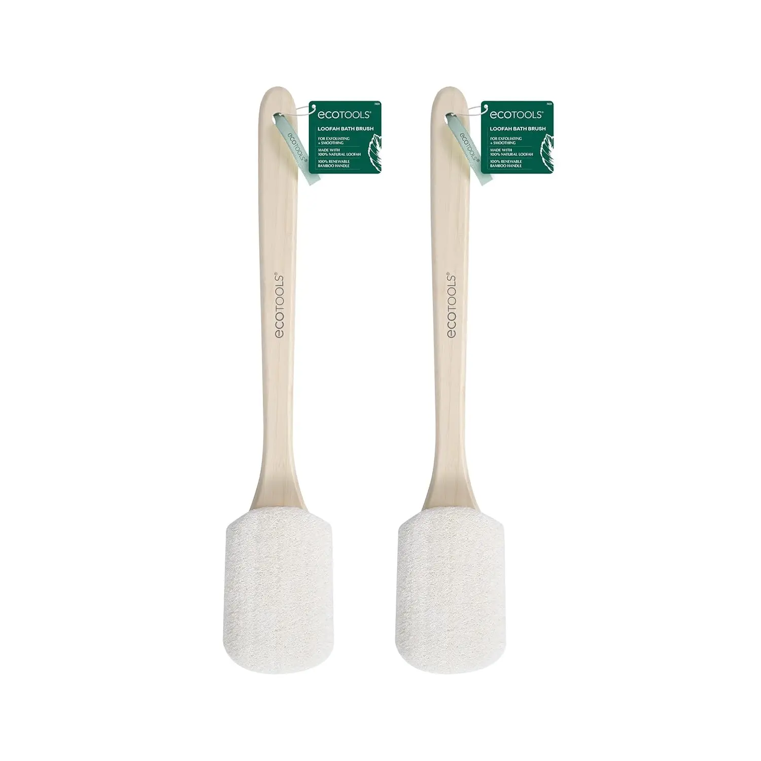

Long Handle Loofah Bath Brush for Exfoliating, 2 Pack - Ergonomic Design, Reaches Back & Legs