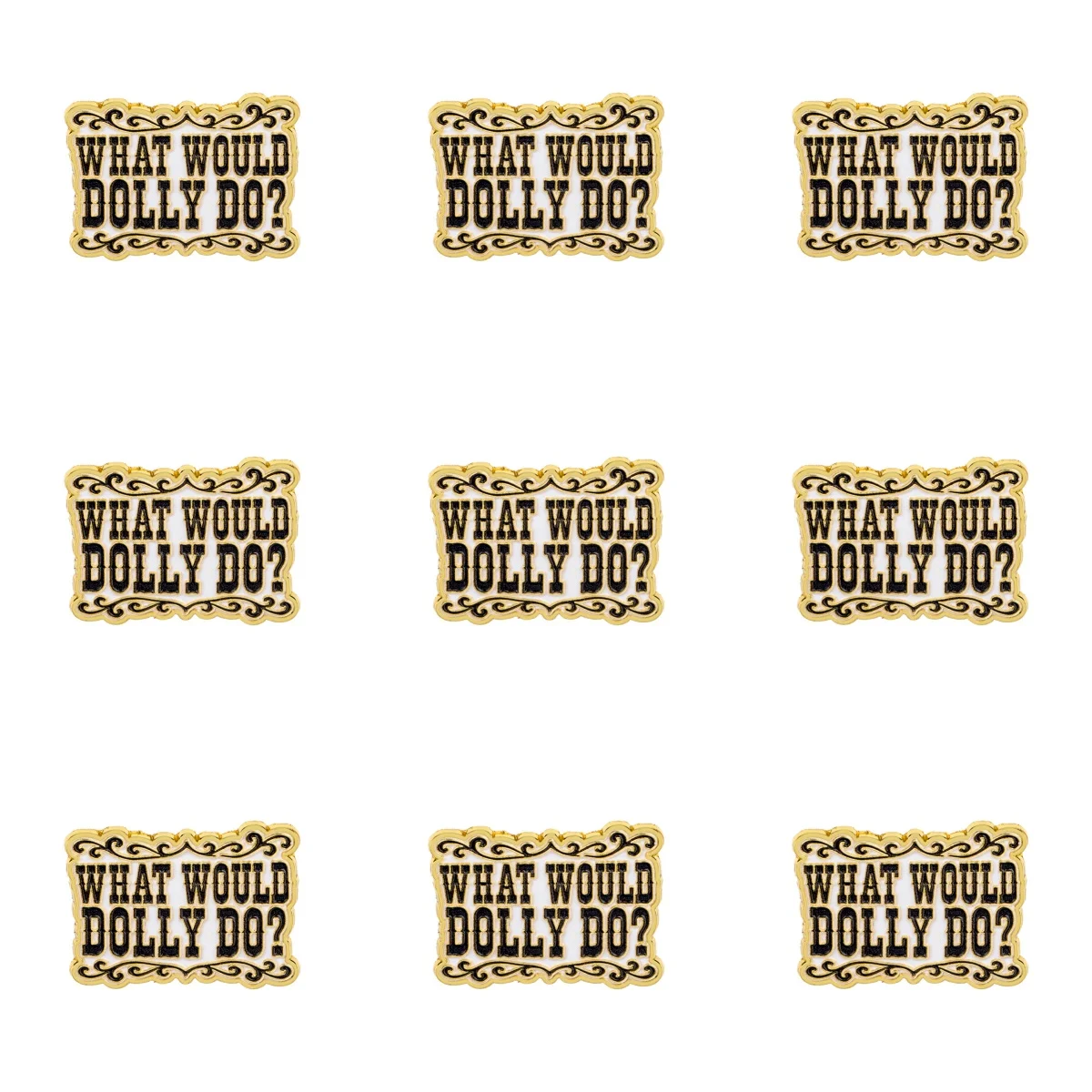 9pcs What Would Dolly Do Enamel Pin Vintage Quotes Lapel Badge Metal Brooch Backpack Hat Clothes Decor Jewelry Gift