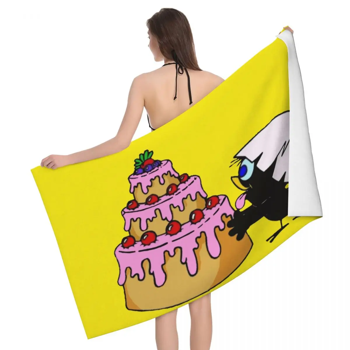 

Custom Happy Calimero Breathable Microfiber Bath Beach Towel Quick Dry Comic Cartoon Chiken Shower Sports Towels