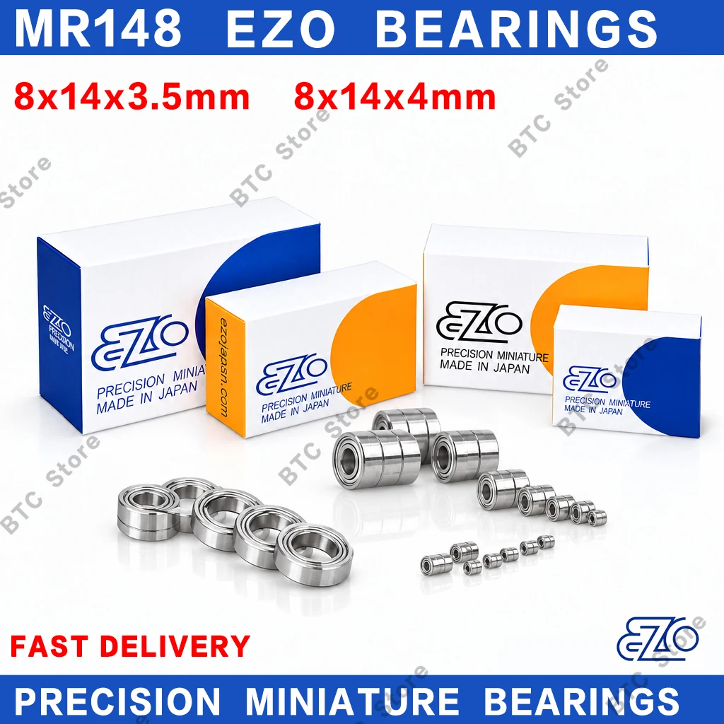 10Pcs Japan EZO Bearing ABEC-9 MR148 MR148ZZ MR148-2RS 8x14x3.5mm 8x14x4mm Miniature Ball Bearings